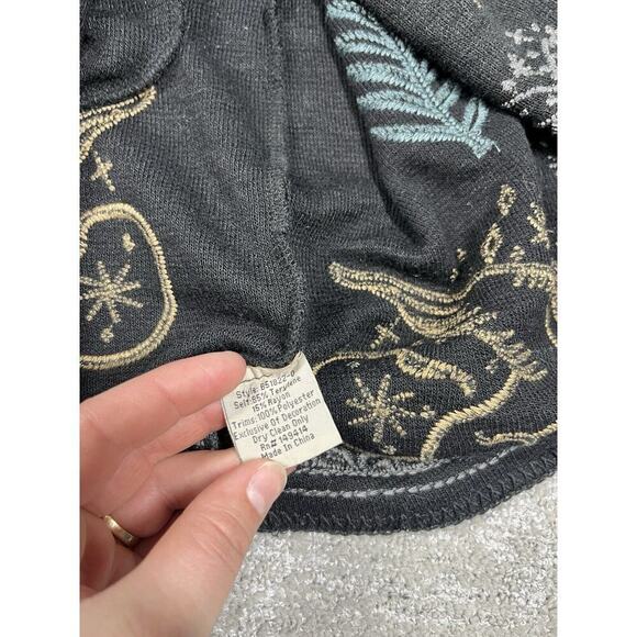 JOHNNY WAS BIYA EMBROIDERED BLACK ESMERALDA SWEATER SIZE M NEW - Picture 7 of 8